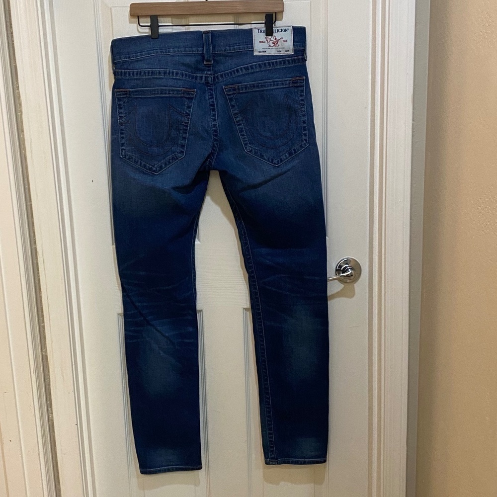 True Religion-Men's Rocco Relaxed Skinny Jean-No Flap-Dark Wash- Size 34 - Picture 2 of 12